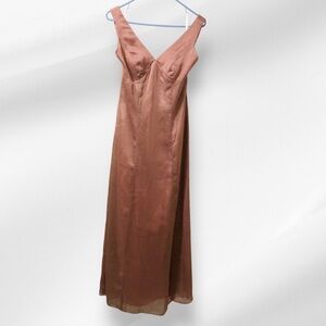 Watters and Watters bronze double v neck sleeves formal dress